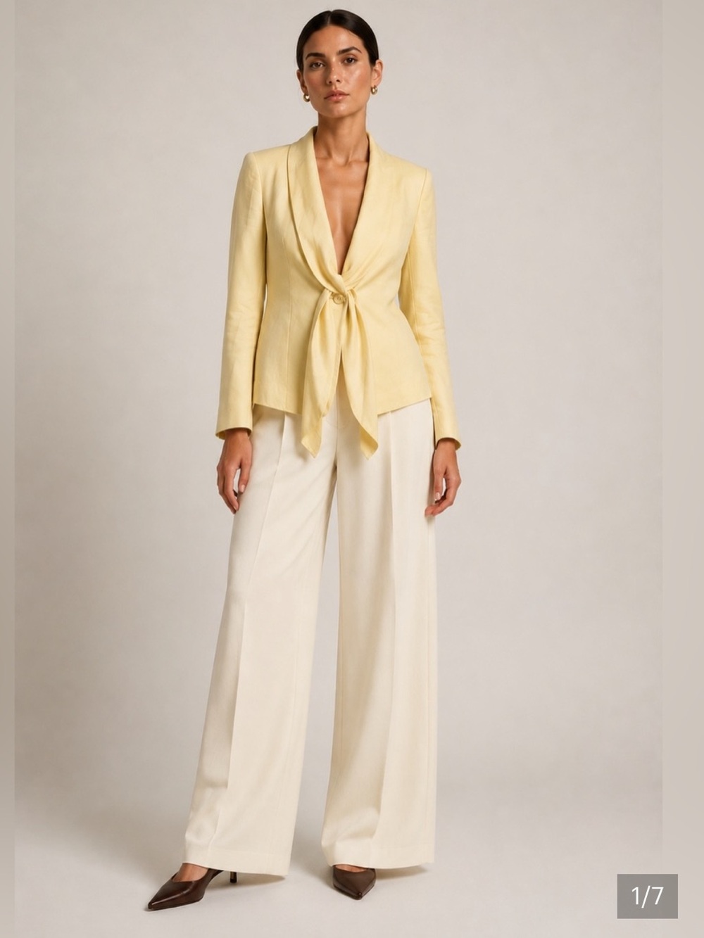 Max Mara Made in Italy Linen Cotton Wheat Shawl Collar Blazer Jacket 8